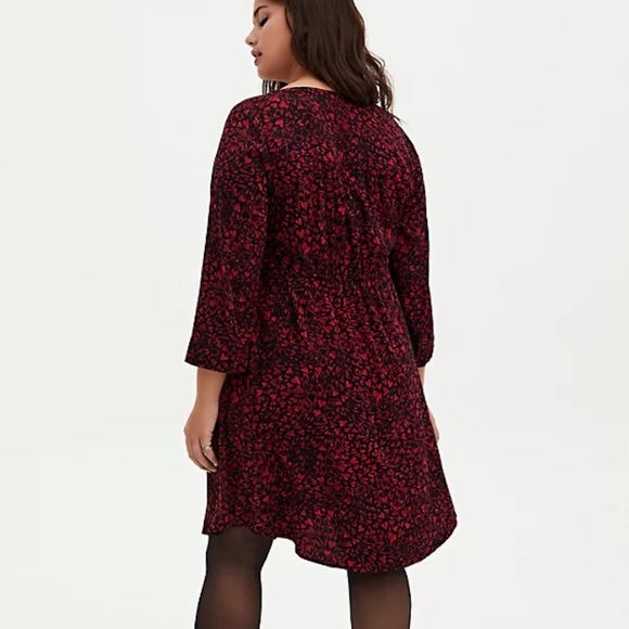 Torrid Heart Challis Zip Front Shirtdress in Red Black Size 3X - Picture 4 of 9
